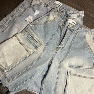 Fashion Nova Light Blue Denim Cargo Shorts